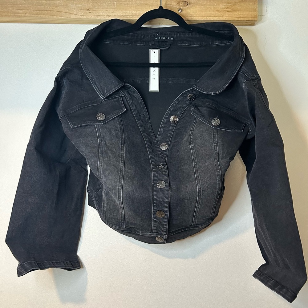 NWT SONCY OFF SHOULDER DENIM JACKET SIZE 12